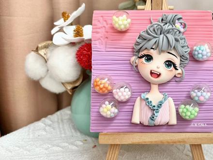 渐变背景+丸子头粘土插画教程!粘土也能这么仙 #粘土技巧 #超轻粘土 #超轻粘土手工 #粘土#手工粘土