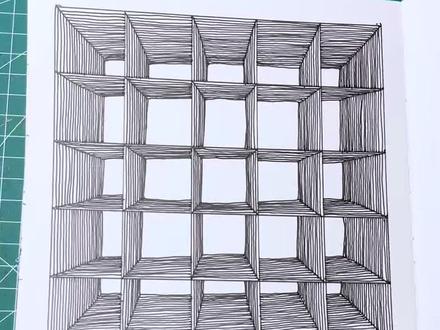 第745幅超立体视觉效果简单解压又治愈的格子 #解压禅绕画 #画画教程 #绘画过程 #手绘 #线描画