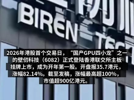 壁仞科技股价首日暴涨100% 港股国产GPU第一股壁仞科技,市值900亿的背后故事!#股市分析 #科技竞争 #科技创新