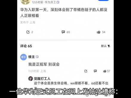 华为员工:入职第一天,才发现戴橘色链子的人都没人正眼看 #职场 #华为 #外包 #od