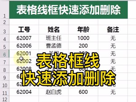 表格框线快速添加删除#excel #表格 #wps #电脑知识 #excel合并表格