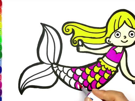 漂亮的美人鱼简笔画 #儿童绘画 #创意美术 #亲子教育 #灵魂画手 #美人鱼 #彩虹 #涂鸦