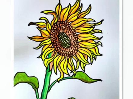 #创作灵感 马克笔儿童画向日葵#热门小助手 #马克笔 #简笔画 #一起学画画