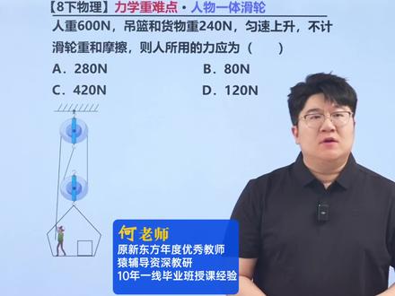 八下物理必考难点!人物一体滑轮问题! #物理 #初二物理 #初中物理 #八年级物理 #初中物理怎么学