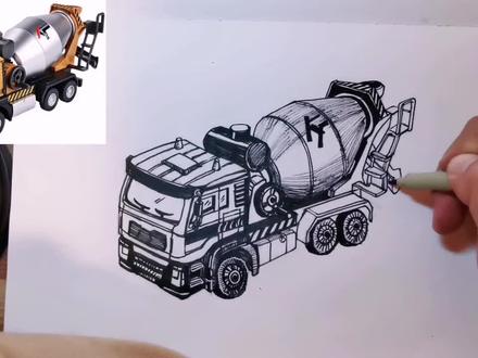 手绘玩具车/水泥搅拌机#手绘 #玩具车 #水泥搅拌机
