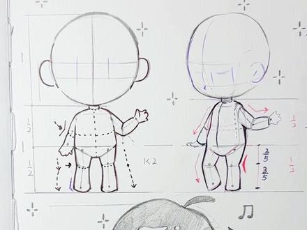 Q版人物身体比例不会画?万能公式!干货分享!#人体画画大挑战 #创作者中心 #创作灵感 #绘画教程 #q版