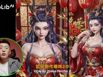 哪吒2西海龙王敖闰ai写真自由,有了这lora 如何制作哪吒2中西海龙外敖闰的ai写真,我们使用的工具是liblibai,打开liblibai官网后,我们找到作者DeepBlue的西海龙王敖闰lora,点击立即生图,基础算法,选择绘梦主宰日常照片大模型,提示词,我已经给大家写在简介里了直接复制就可以,输入负面提示词,迭代步30,如果是9:16就是864x1536,反过来就是16:9根据自己需求来设置,高清分辨率修复推荐使用,4k ultrasharp,放大倍率建议1.5,点击继续生图,等待一会就可以了,这里给大家分别看一下16:9和9:16的效果,最后再给大家推荐几组好玩的提示词,大家可以试一下
提示词:A girl is wearing gorgeous traditional costumes,mainly red,dChinese traditional embroidery pattern,which looks very festive and gorgeous. Her hairstyle is a traditional bun,decorated with golden hair accessories and red ribbons,as well as some red flowers.,The background is blurred,and red lanterns and golden ornaments are placed around,(huge breasts:2.99),(full breasts:2.99),Chinese traditional Spring Festival theme,couplets,Chinese knots,Spring Festival decorations,#LiblibAI #Lib布道师计划 #哪吒2 #哪吒西海龙王 #ai