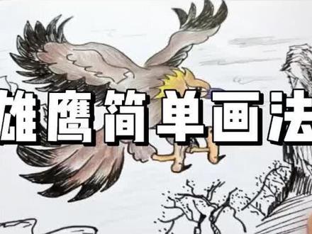 动物雄鹰展翅简单画#跟我一起学画画