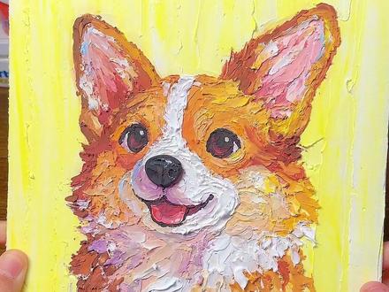 快乐修狗抹抹画#动物自画像 #狗狗 #抹抹画 #油画泥