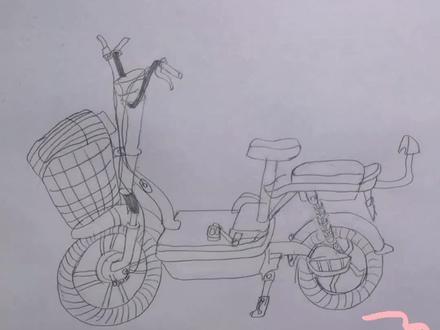 教大家画辆电动车#一起学画画 #速写 #绘画