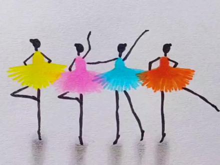 四小天鹅#简笔画 #立体小人 @DOU+小助手