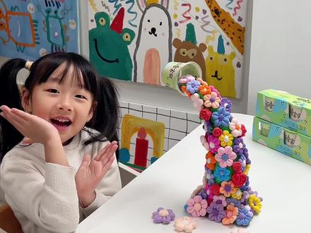 鲜花瀑布立体手工 #春天主题画 #春天的色彩 #幼儿园手工