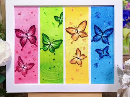 在家就能做!治愈系四季蝴蝶手工画,解压又好看 #跟着抖音学画画 #蝴蝶 #肌理画