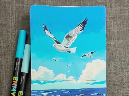 丙烯马克笔|画个海鸥在云朵上飞翔的浪漫 笔:恩米丙烯马克笔
本子:恩米水彩本
#丙烯马克笔绘画#画画教程#零基础学画画#一起学画画 #恩米丙烯马克笔