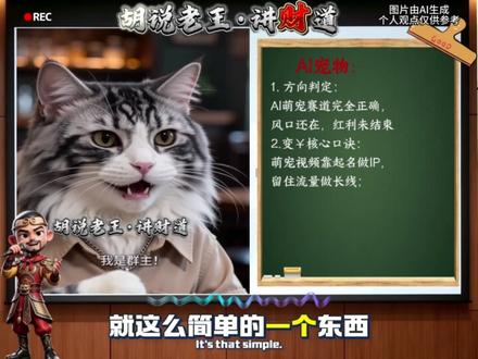 揭秘AI萌宠变现真相! 无数人做视频却不懂变¥,只因没给萌宠起名字。起个名,注策s标,持续输出,IP就成了,赚💰还远吗?#AI宠物 #创业 #商业思维 #胡说老王 #干货分享