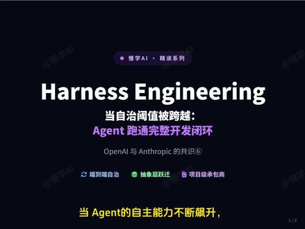 当自治阈值被跨越:Agent跑通开发闭环 当自治阈值被跨越:Agent跑通开发闭环-openai《Harness engineering: leveraging Codex in an agent-first world》⑤#大模型开发 #ai应用开发 #agent #codex #openai