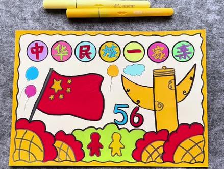 打卡学习画画的188天,今天画56个民族手抄报!#56个民族 #手抄报 #一学就会系列 #爱国