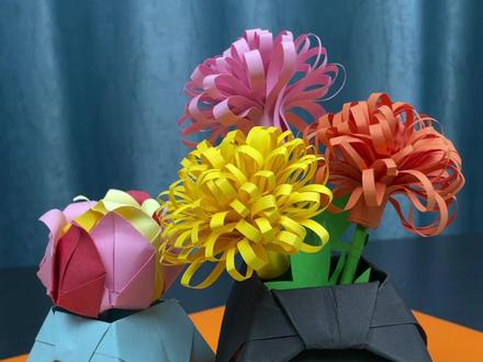 #创作灵感 简单精致的折纸花瓶 #简单易学 #重阳节 #幼儿园手工 #抖加小助手