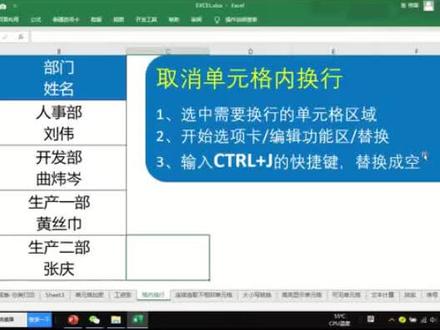 EXCEL 取消单元格内换行