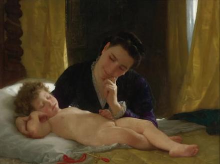 《年轻的母亲凝视着她的孩子》威廉· 布格罗
时间:1875尺寸:76.2x95.2cm#布格罗#母爱#油画#绘画#艺术