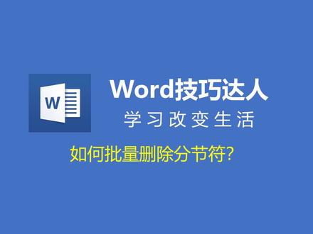 #word技巧 如何批量删除分节符?查找替换显神威! @廉怪瘦