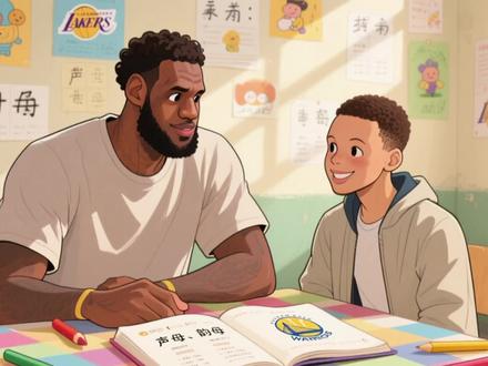 詹姆斯和库里开始学习汉语拼音!为9月份的中国行做准备#詹姆斯 #库里 #东莞市翰林实验学校 #识货种草官