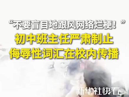 “不要盲目地跟风网络烂梗!”,初中班主任严肃制止侮辱性词汇在校内传播。