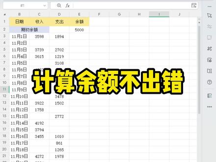 算收支余额直接加减出现负数删除数据出现错误,一个函数直接搞定 #office办公软件#wps表格#excel技巧#文员日常#职场加分技能