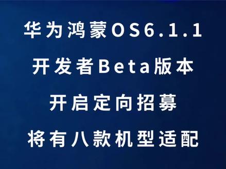 华为鸿蒙OS6.1.1开发者Beta版本开启定向招募 #华为 #华为手机 #手机 #数码科技 #小米