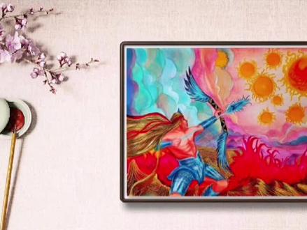 绘画过程记录,后羿射日#一起学画画 #视觉艺术 #画画