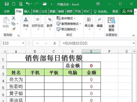 自动计算的销售表格你会制作吗?#excel #excel技巧 #office办公技巧 #办公技巧 #知识分享