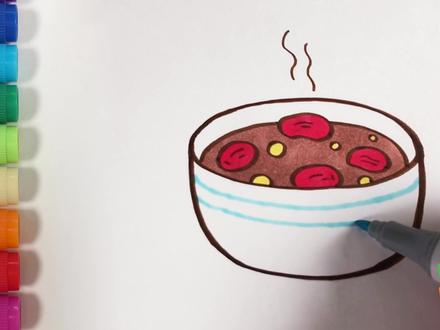 儿歌多多儿童简笔画 八宝粥 亲子时间 一起来画健康的节日美食 #萌知计划 @抖音青少年
