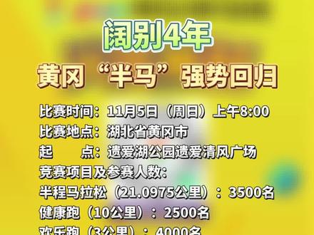 重磅!阔别4年,黄冈“半马”强势回归 #新闻#最新消息