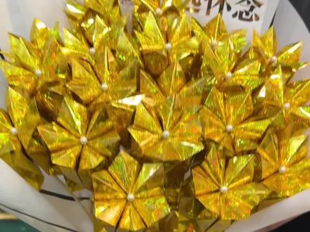 金纸成花,层层纳福 清明节花束,元宝花束#我的手工作品 #思念 #清明节花束 #教程分享