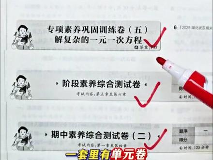 53的初中试卷,今年的二六新版和新课本完全同步,非常适合集中巩固。一套里有单元卷、专项卷和期中期末卷,衔接新课标新中考!#试卷 #学霸秘籍 #中考 #初中学习