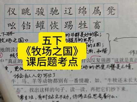 五下《牧场之国》课后题考点 #五年级下册语文 #牧场之国 #课后题 #考点