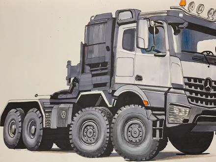 画一台奔驰全驱阿洛斯大件运输设备牵引车 #奔驰阿洛斯 #大件运输 #抖音美好微光集 #抖音插画大赛