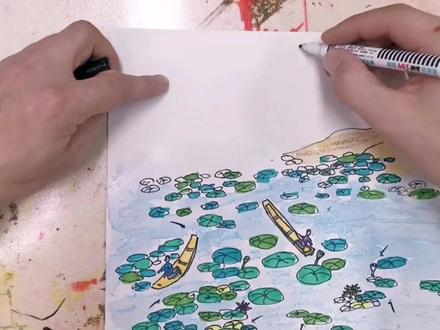 诗配画|江南 江南可采莲,莲叶何田田…… #手绘 #想画就画 #原创 #随笔 #手抄报 #画画 #少儿美术 #速写 #少儿美术教育