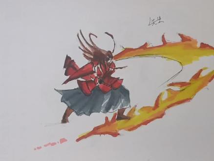 火柴人火焰刀画法@DOU+小助手 @抖音小助手