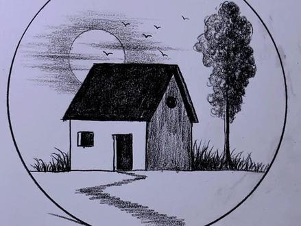 1分钟教你学会画乡村小景#画画