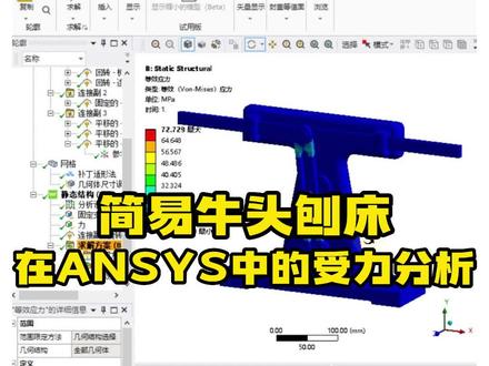 ANSYS Workbench系列课程之实用小案例——简易牛头刨床机构受力分析#乐仿#ANSYS