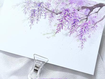 紫藤染卡教程#染卡 #染卡教程 #紫藤花 #水彩 #手绘