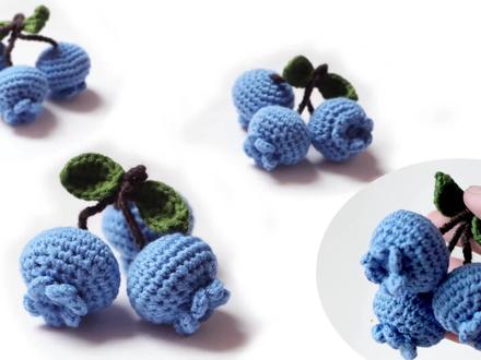 钩针果蔬:小清新蓝莓 粒粒硕果累累是好吃可爱浪漫的果子 #钩针蔬果