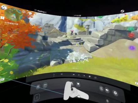 找到一个玩#原神 的好方法,头戴#pico vr串联#steamvr 然后再点照片电脑桌面,电脑上的游戏在头盔里随便玩90hz刷新率,75寸的显示器,爽!