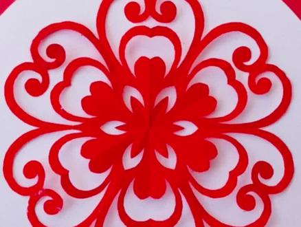 画三条弧线剪就能剪好看的窗花 #非遗剪纸 #剪纸艺术 #窗花剪纸