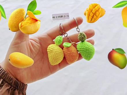 芒果挂件编织教程,实物超可爱哒#芒果挂件#钩针编织教程 #钩针图解 #毛线钩织
