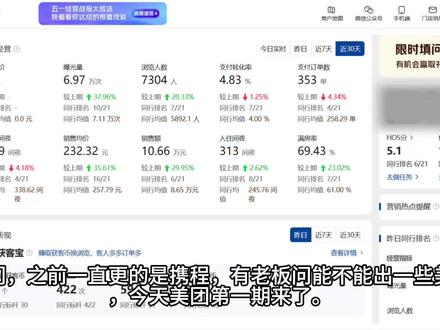 美团酒店后台的“数据中心”,应该怎么看?怎么优化? 老板们,之前一直说的美团的来了#美团酒店 #美团民宿 #OTA运营#携程 #美团酒店商家