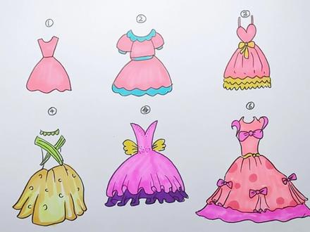 不同年级画的公主裙,你喜欢几号#公主裙简笔画 #裙子简笔画 #简笔画