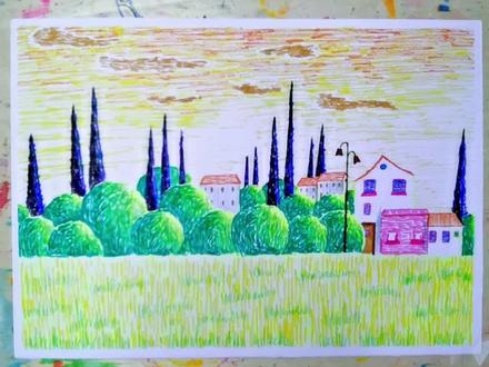 相不相信你只要有普通的水彩笔就可以画出这幅美丽的画,一起画一画吧。#跟我一起学画画 #水彩笔画 #画画其实很简单 #画画使我快乐 #手绘 @DOU+小助手 @抖音小助手