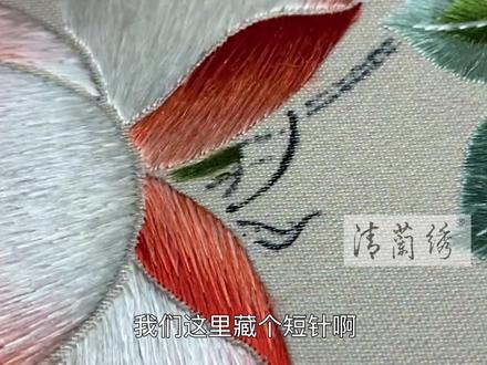 清兰绣《小花花》四件套月季花枝条刺绣教程 #清兰绣 #刺绣教程 #清兰绣材料包 #刺绣diy #传统刺绣教学